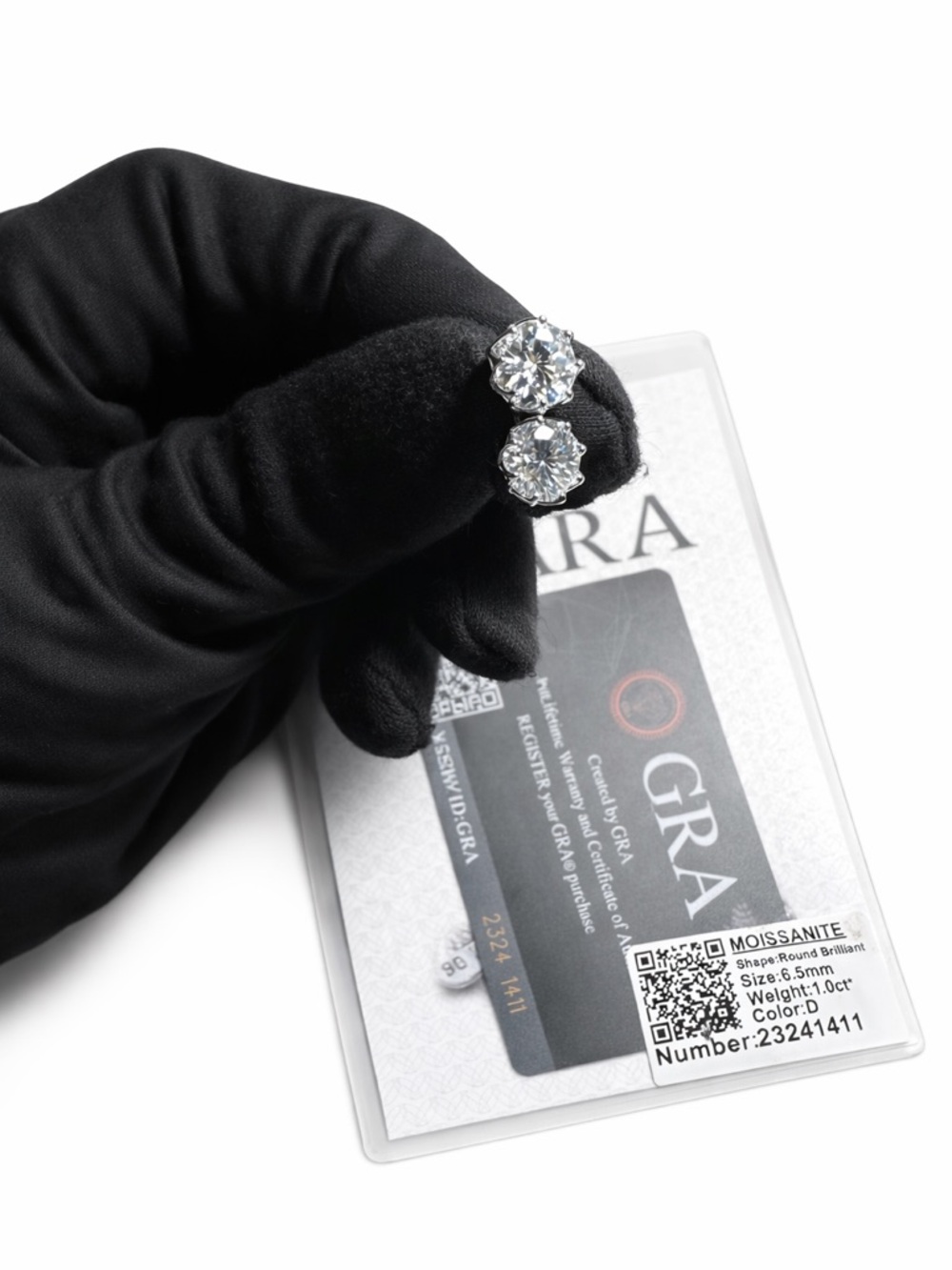 VVS Moissanite Stud Earrings 6.5mm Sterling Silver Pass Diamond Tester Iced Out